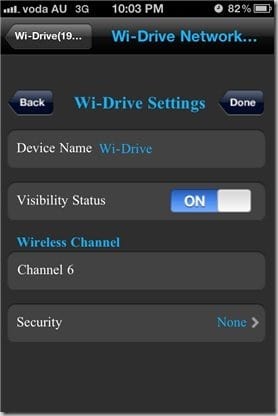 Kingston Wi-Drive Settings