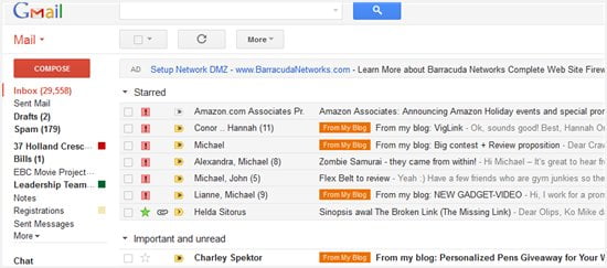 Gmail compact look