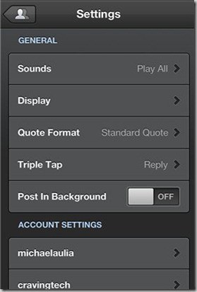 Tweetbot account setting