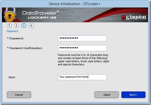 DataTraveler Locker  G2 password