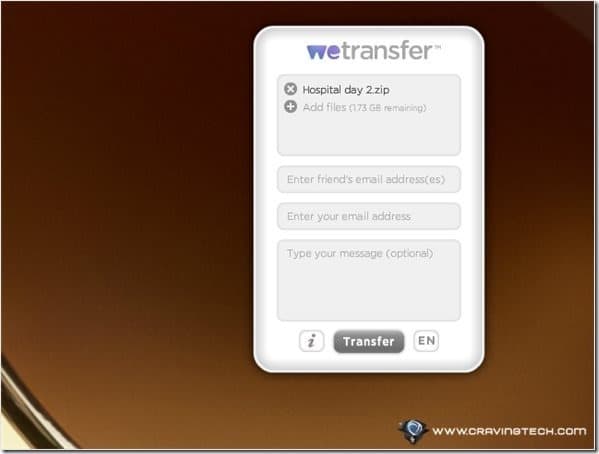 We Transfer Add files