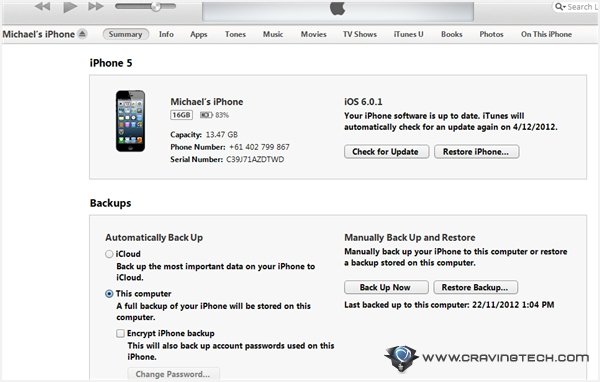iPhone on iTunes 11