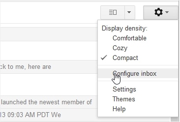 new Gmail configure inbox