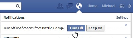 Facebook -turn off notification