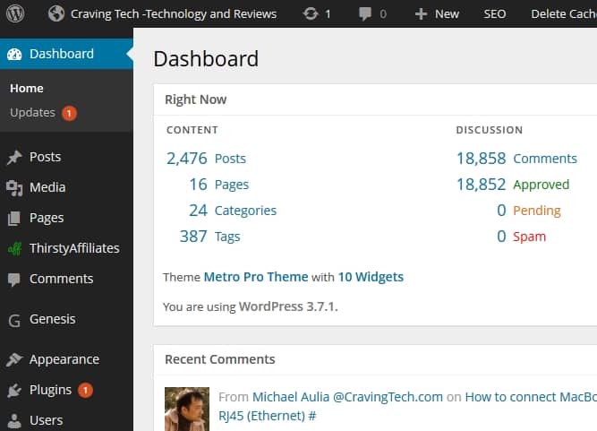 WP6 dashboard