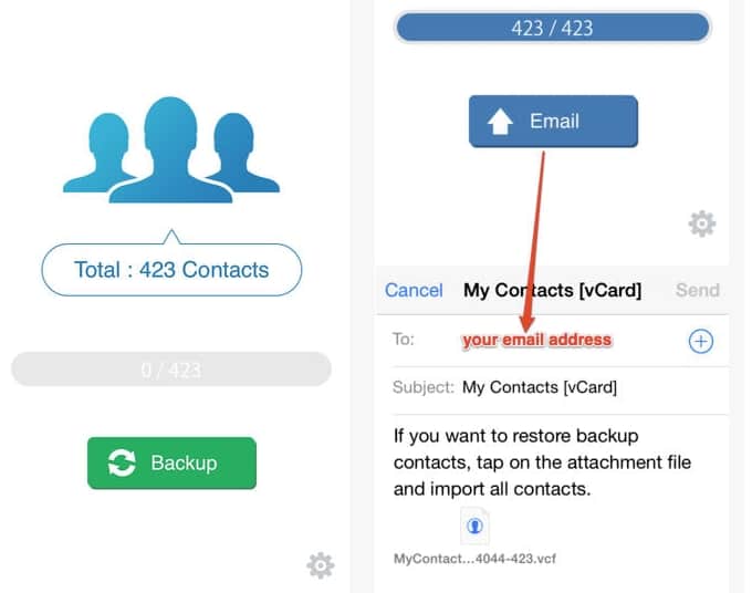 Backup iphone contacts
