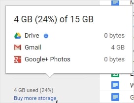 free storage space at Google
