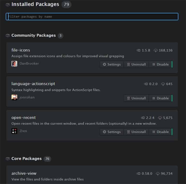 atom packages