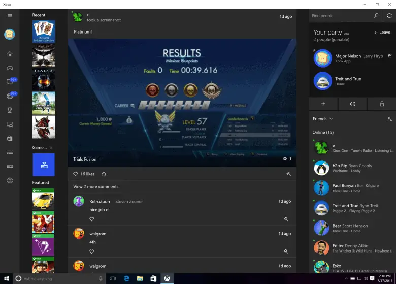 Xbox One on Windows 10 PC