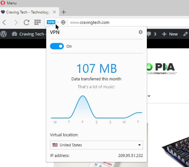 enable VPN at Opera