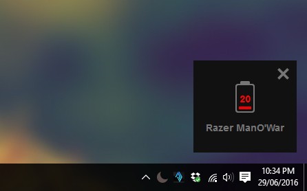 Razer ManOWar battery level