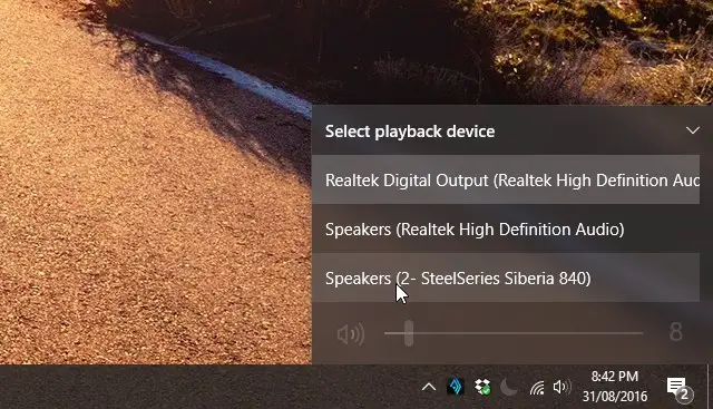 Windows 10 select playback devices