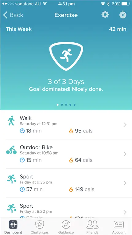 Fitbit Flex 2 Review activity types