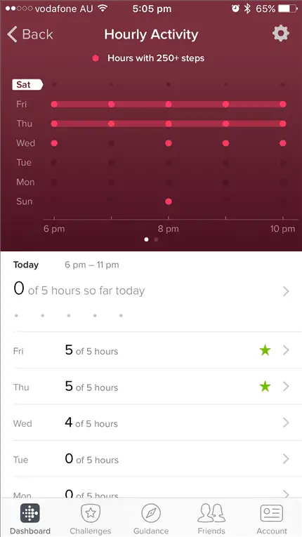 Fitbit Flex 2 Review hourly activities