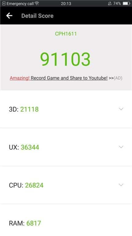 Antutu OPPO R9s Plus benchmark