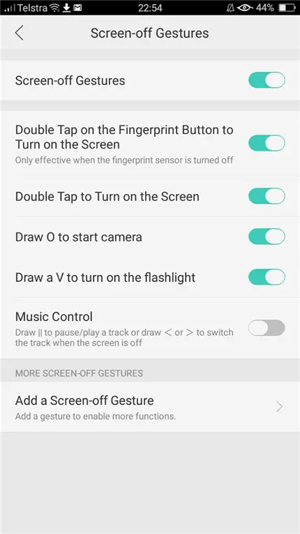 screen off gestures