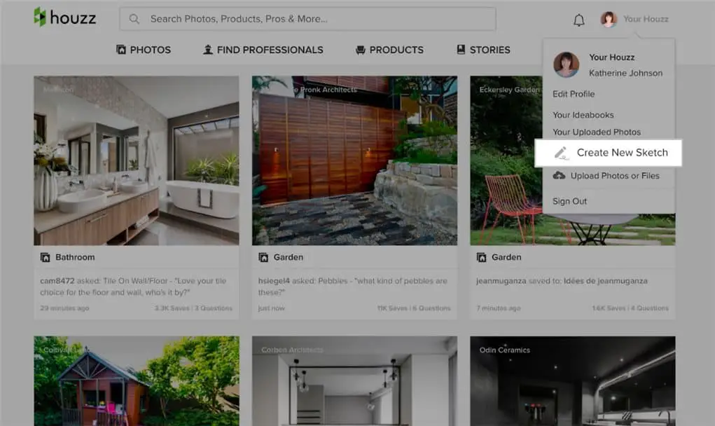 Houzz Create new sketch