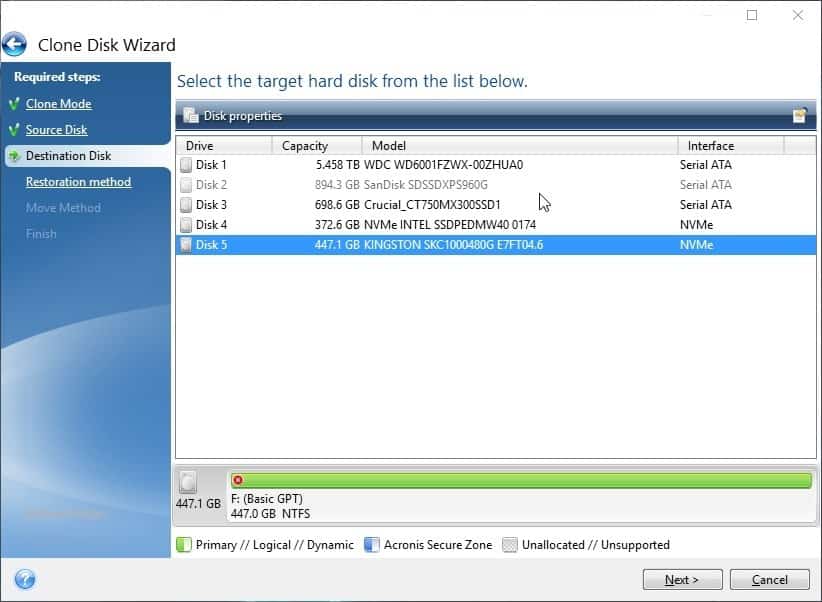 Acronis target disk