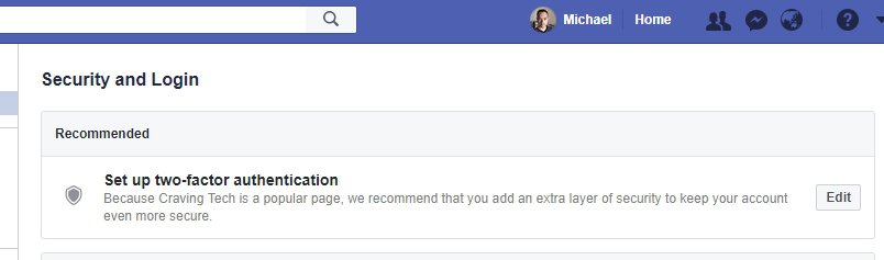 Facebook two factor