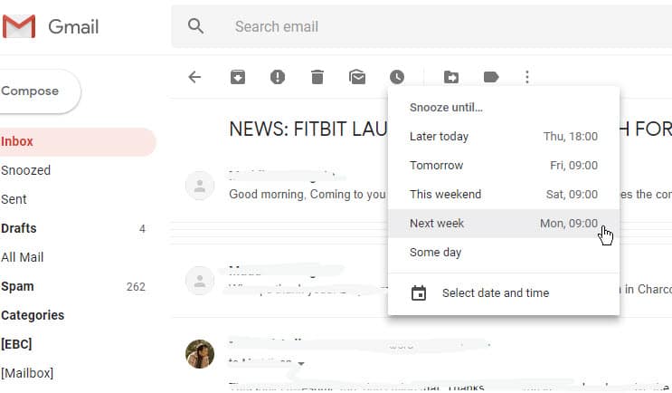 New Gmail Snooze