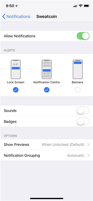 iOS 12 Alert settings