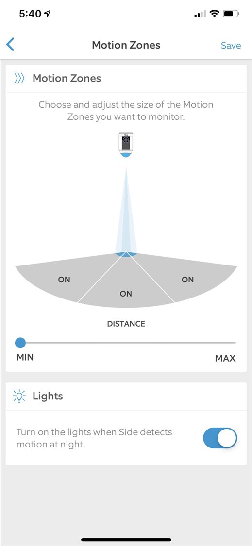 Ring Spotlight Cam motion setting