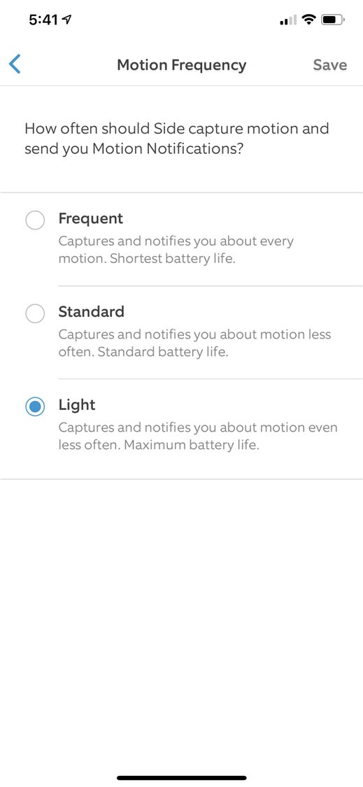 Ring Spotlight Cam motion setting