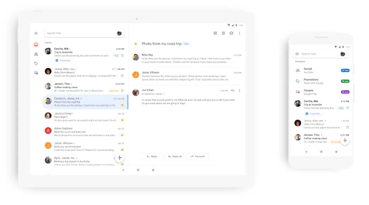 Gmail redesign with material design