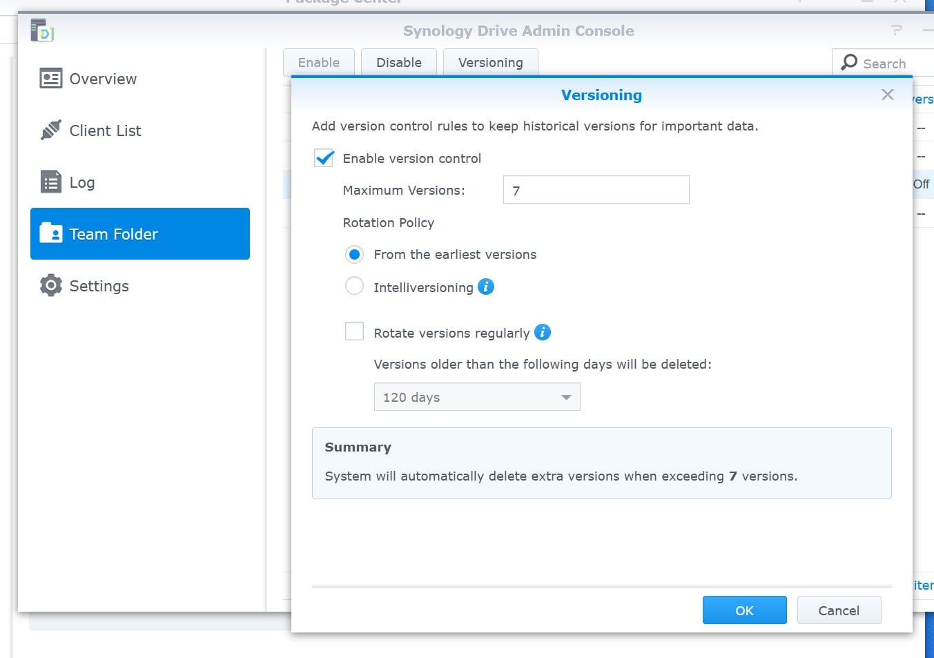 Versioning Setting