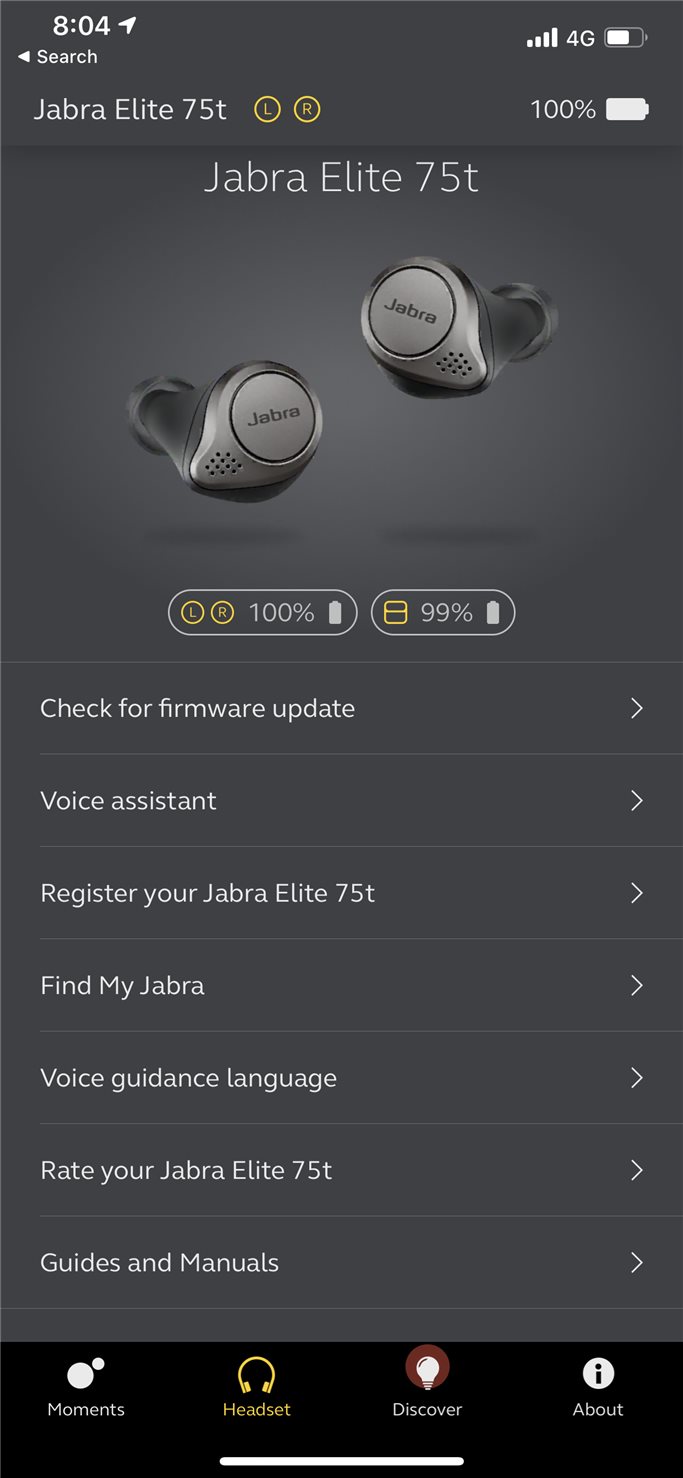 Jabra Elite 75t app