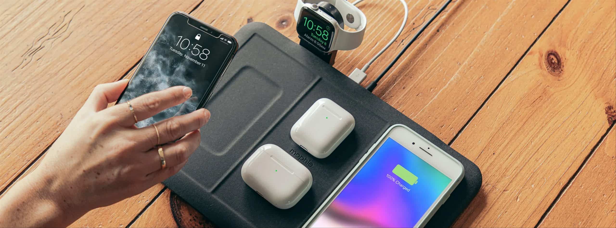Wireless charge four devices simultaneously with this 4-in-1 wireless charging mat