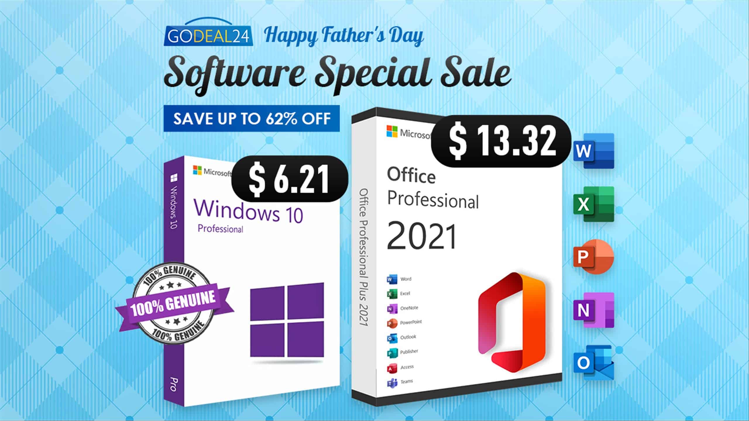 Father’s Day Sale: Genuine lifetime Office 2021 as low as $13.32! Up to 62% off at Godeal24!