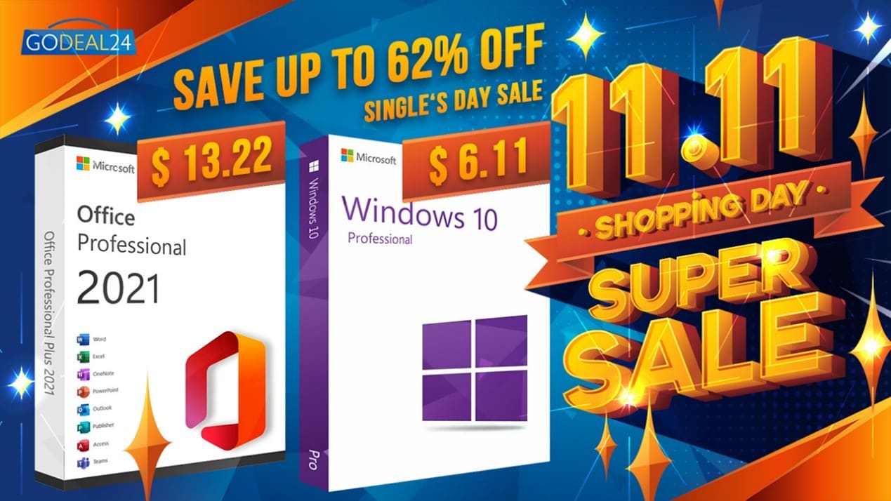 Last 48 Hours, Limited Quantities! Grab Lifetime Office 2021 for only $13.22, and Genuine Windows 10 starts at $6.11 during the Double 11 Sale!