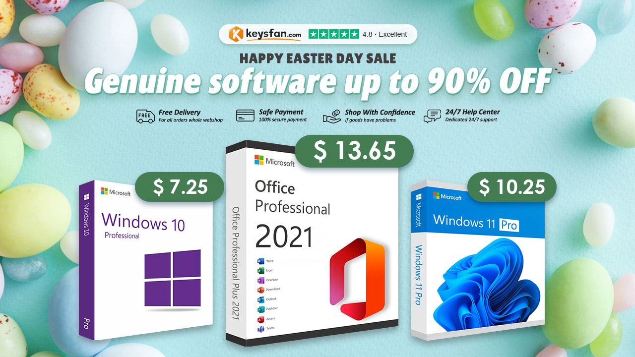 Keysfan’s Easter Sale: Lifetime Office 2021 as low as $13.65 and Windows OS from $6.12!