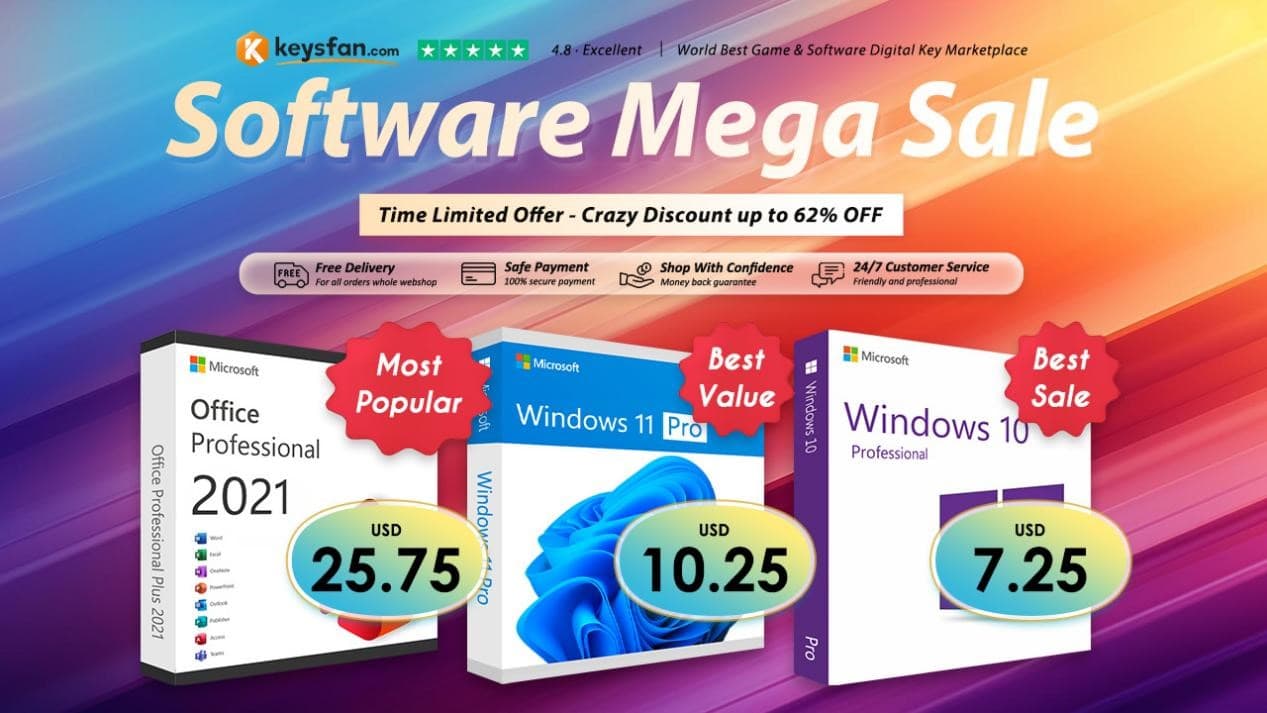 Secure Windows 11 for $10.25 and Office 2021 Pro for $25.75. Keysfan offers software keys at the bottom price!