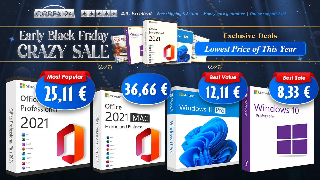 Unlocking Incredible Deals: Early Black Friday Software Sale Extravaganza. Get Office 2021 Pro and Windows 10 Pro start from $7!